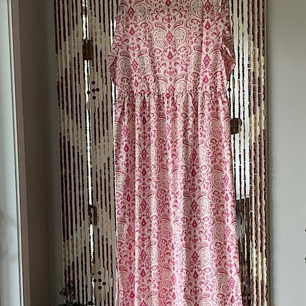 GORGEOUS Pink & Cream Maxi Button Up Dress - Picture 9 of 9
